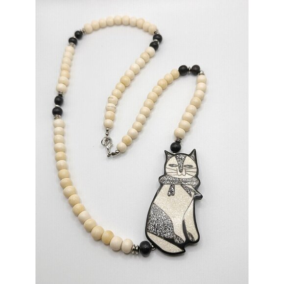 Unbranded Jewelry - Made in The Philippines Inlaid Kitty Cat Beaded‎ Necklace
